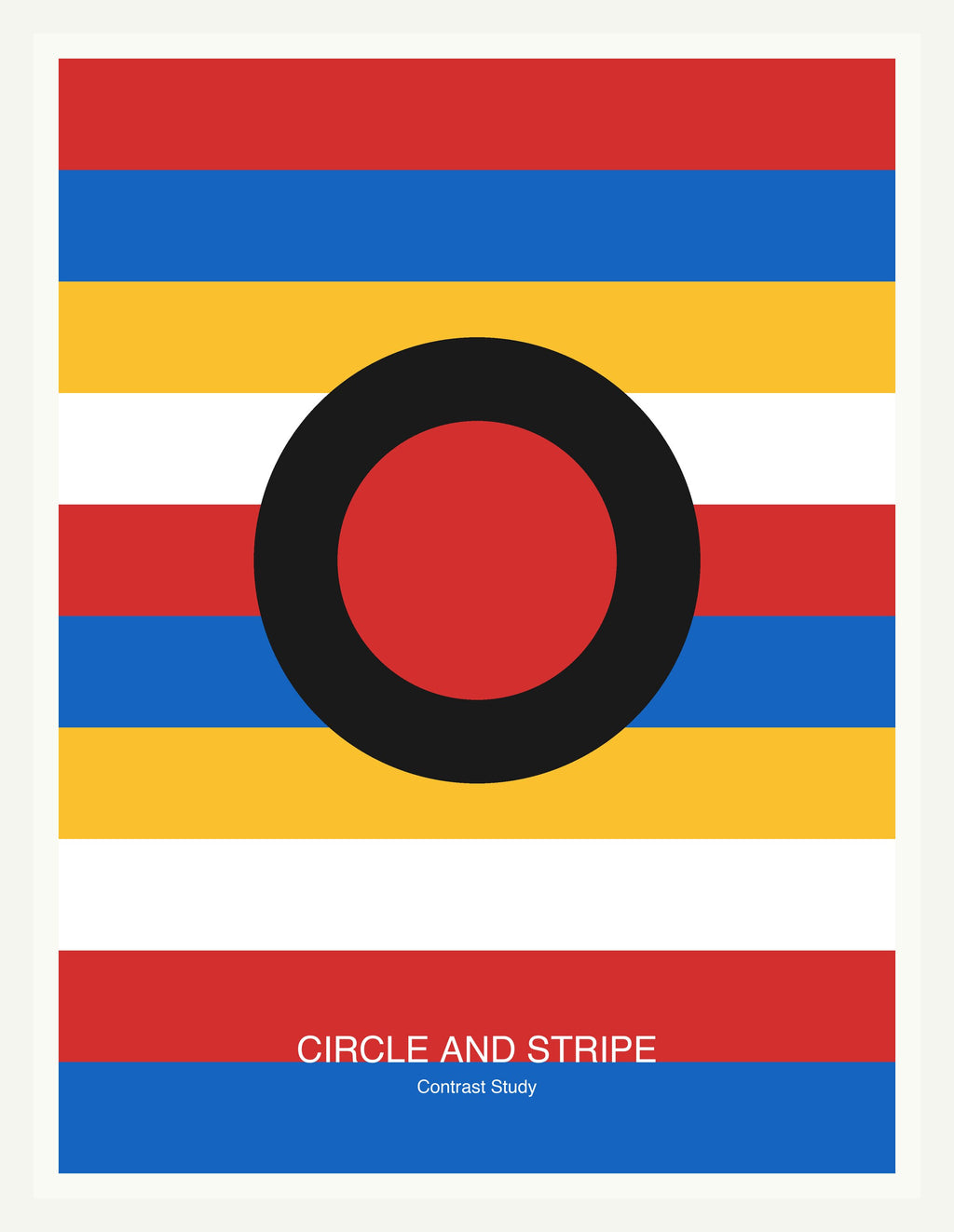 Circle and Stripe — Bauhaus Geometric Art Print — White Frame 18×24" Wall Art