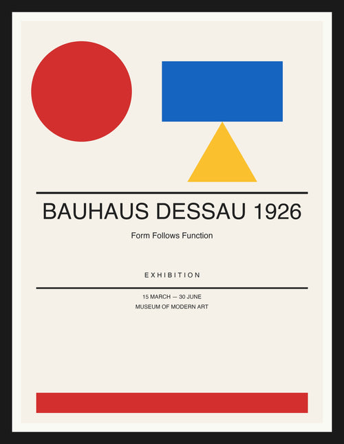 Bauhaus Dessau 1926 — Bauhaus Geometric Art Print — Black Frame 18×24" Wall Art