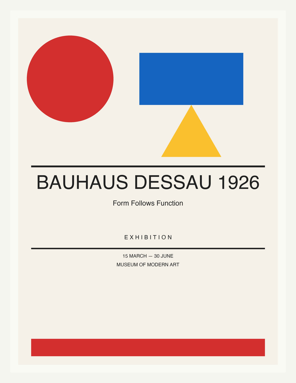 Bauhaus Dessau 1926 — Bauhaus Geometric Art Print — White Frame 18×24" Wall Art