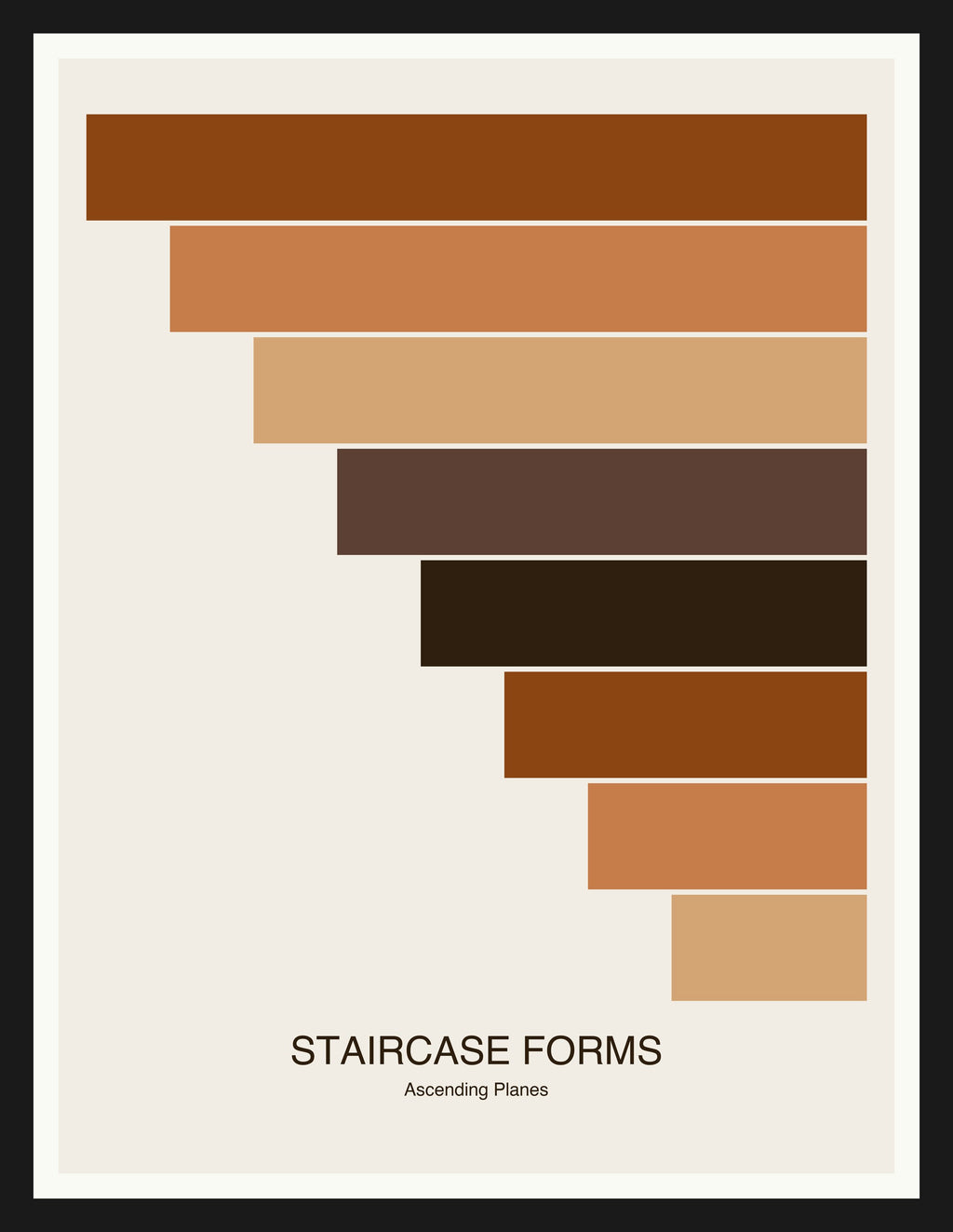 Staircase Forms — Bauhaus Geometric Art Print — Black Frame 18×24" Wall Art