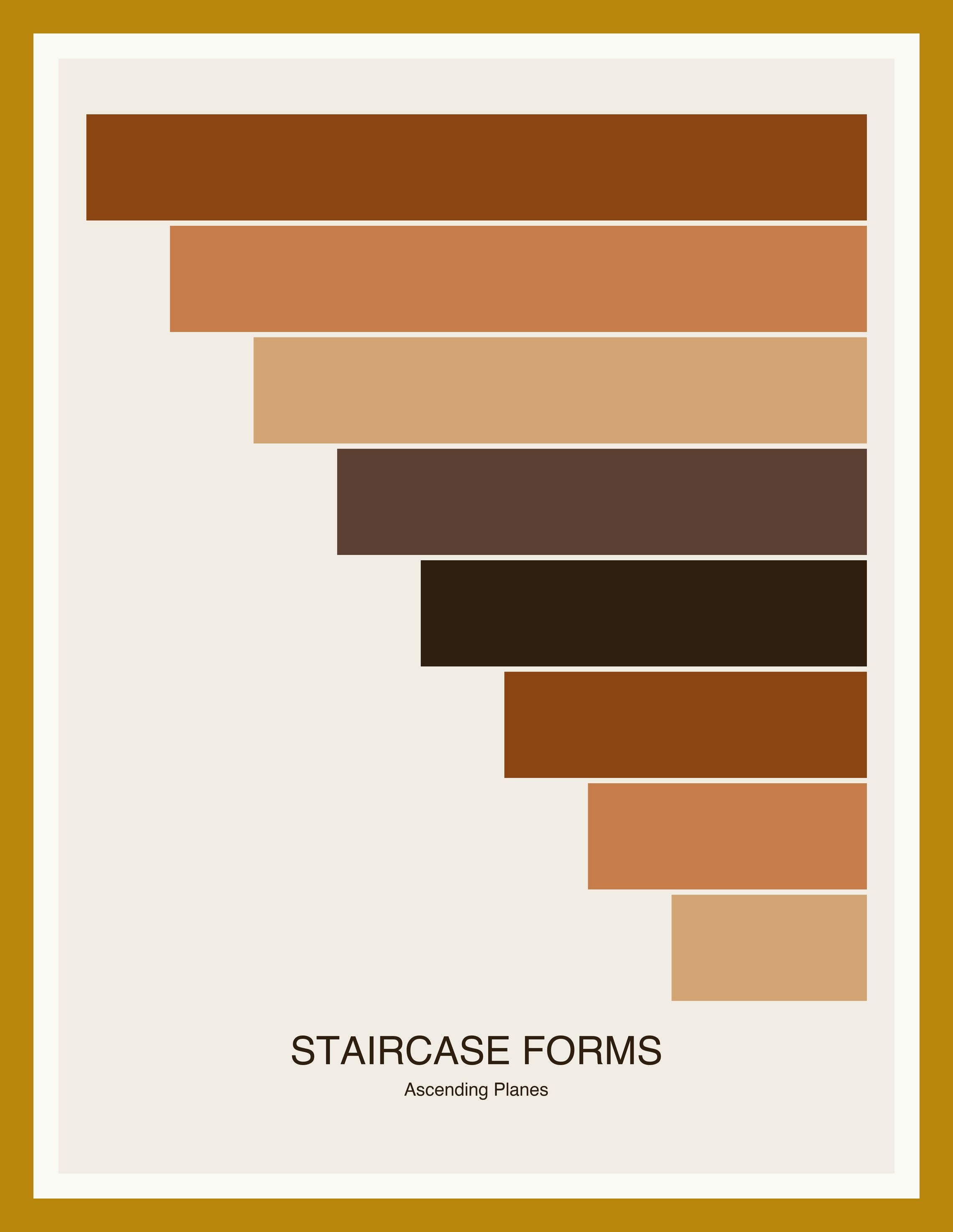 Staircase Forms — Bauhaus Geometric Art Print — Oak Frame 18×24" Wall Art