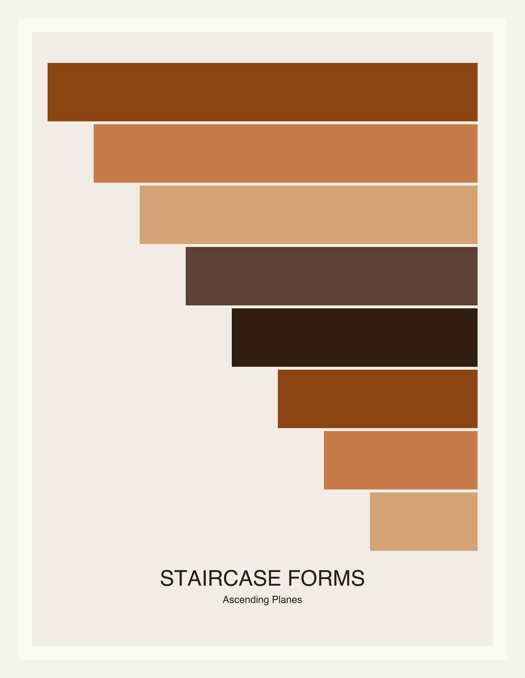 Staircase Forms — Bauhaus Geometric Art Print — White Frame 18×24" Wall Art