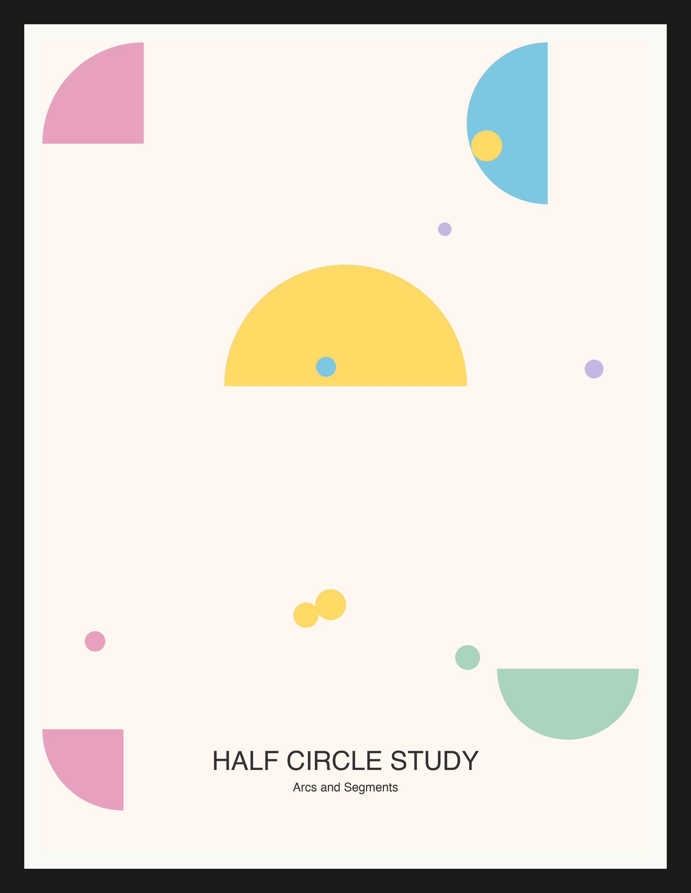 Half Circle Study — Bauhaus Geometric Art Print — Black Frame 18×24" Wall Art