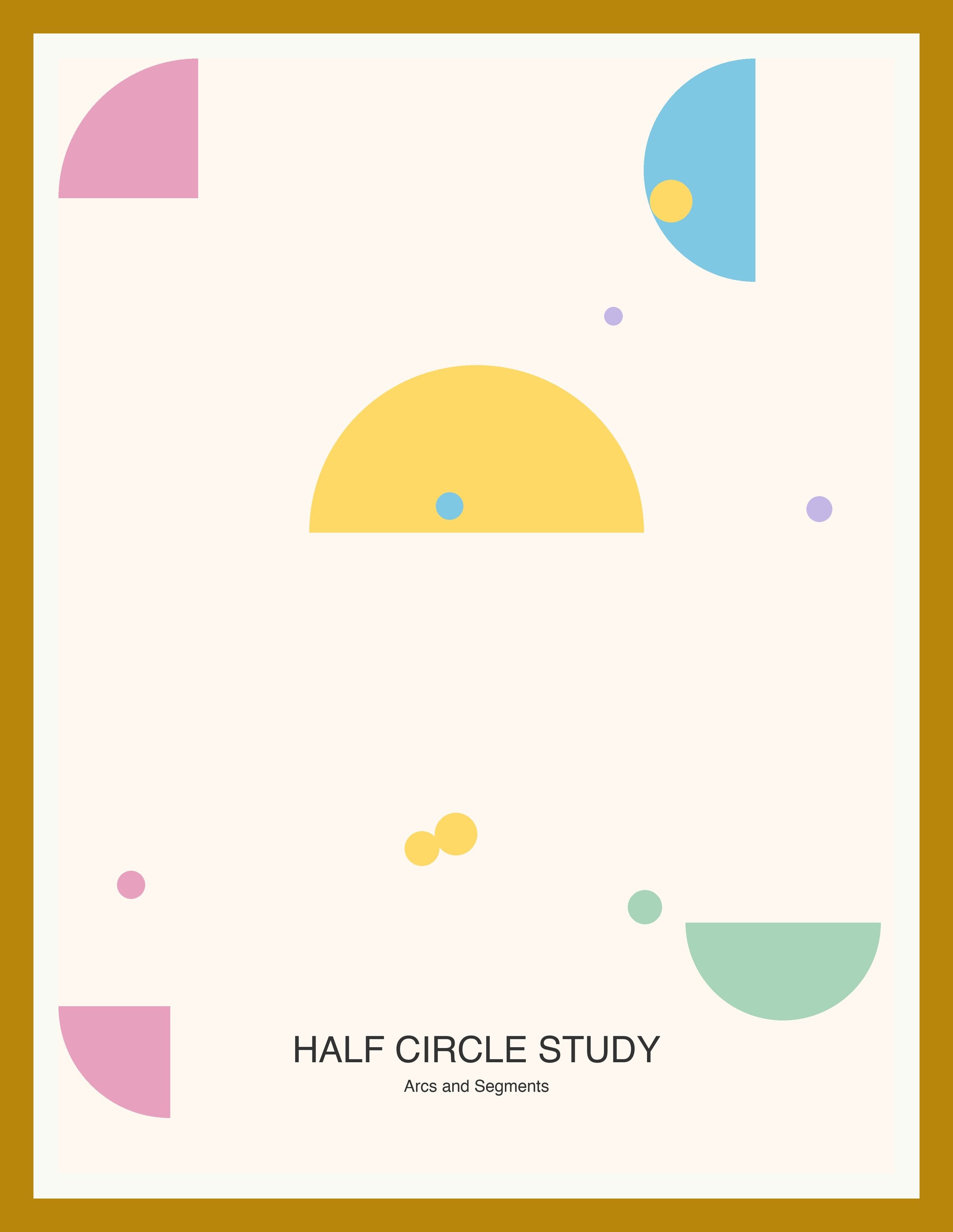 Half Circle Study — Bauhaus Geometric Art Print — Oak Frame 18×24" Wall Art