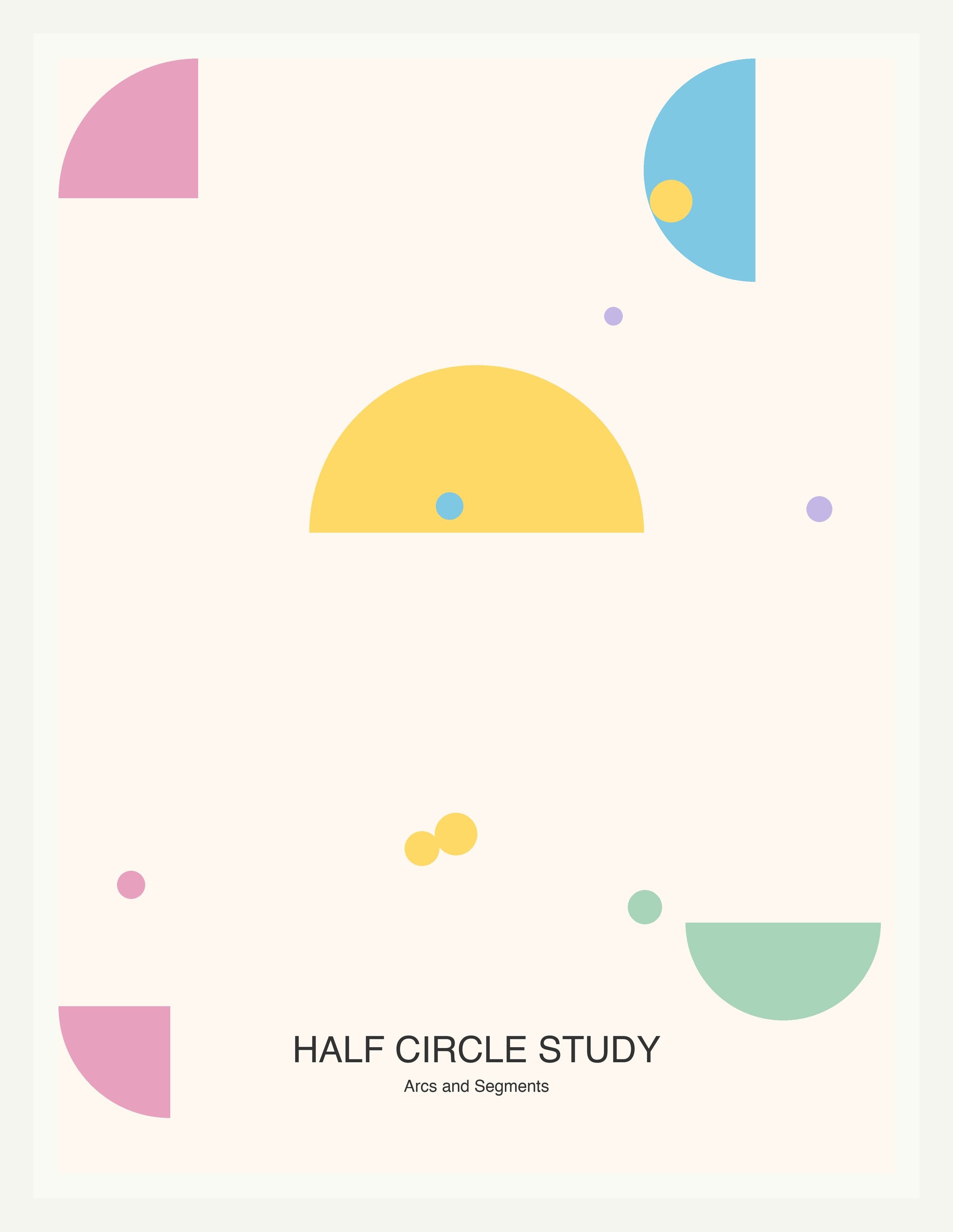 Half Circle Study — Bauhaus Geometric Art Print — White Frame 18×24" Wall Art