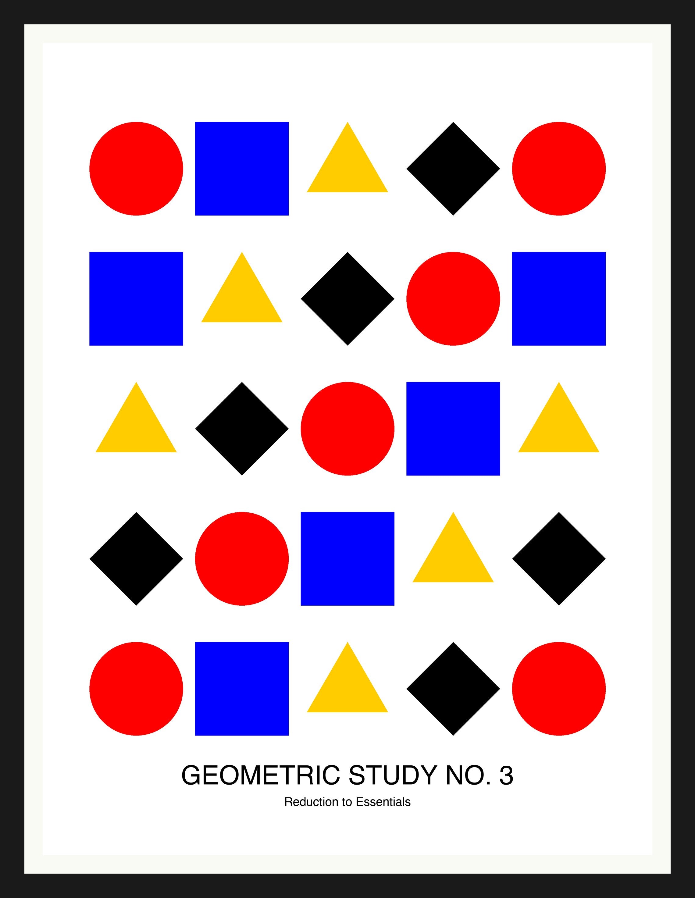 Geometric Study No. 3 — Bauhaus Geometric Art Print — Black Frame 18×24" Wall Art