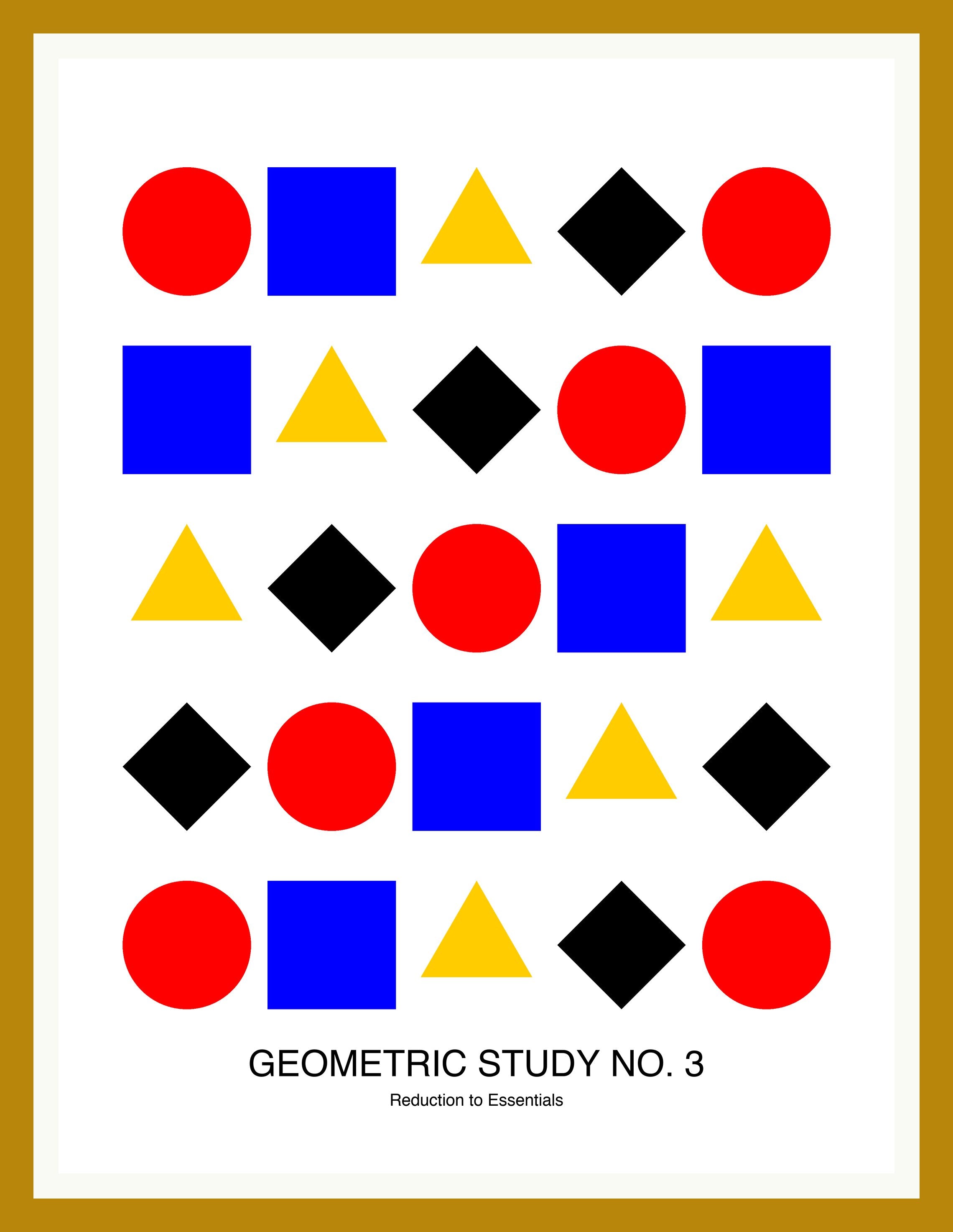 Geometric Study No. 3 — Bauhaus Geometric Art Print — Oak Frame 18×24" Wall Art