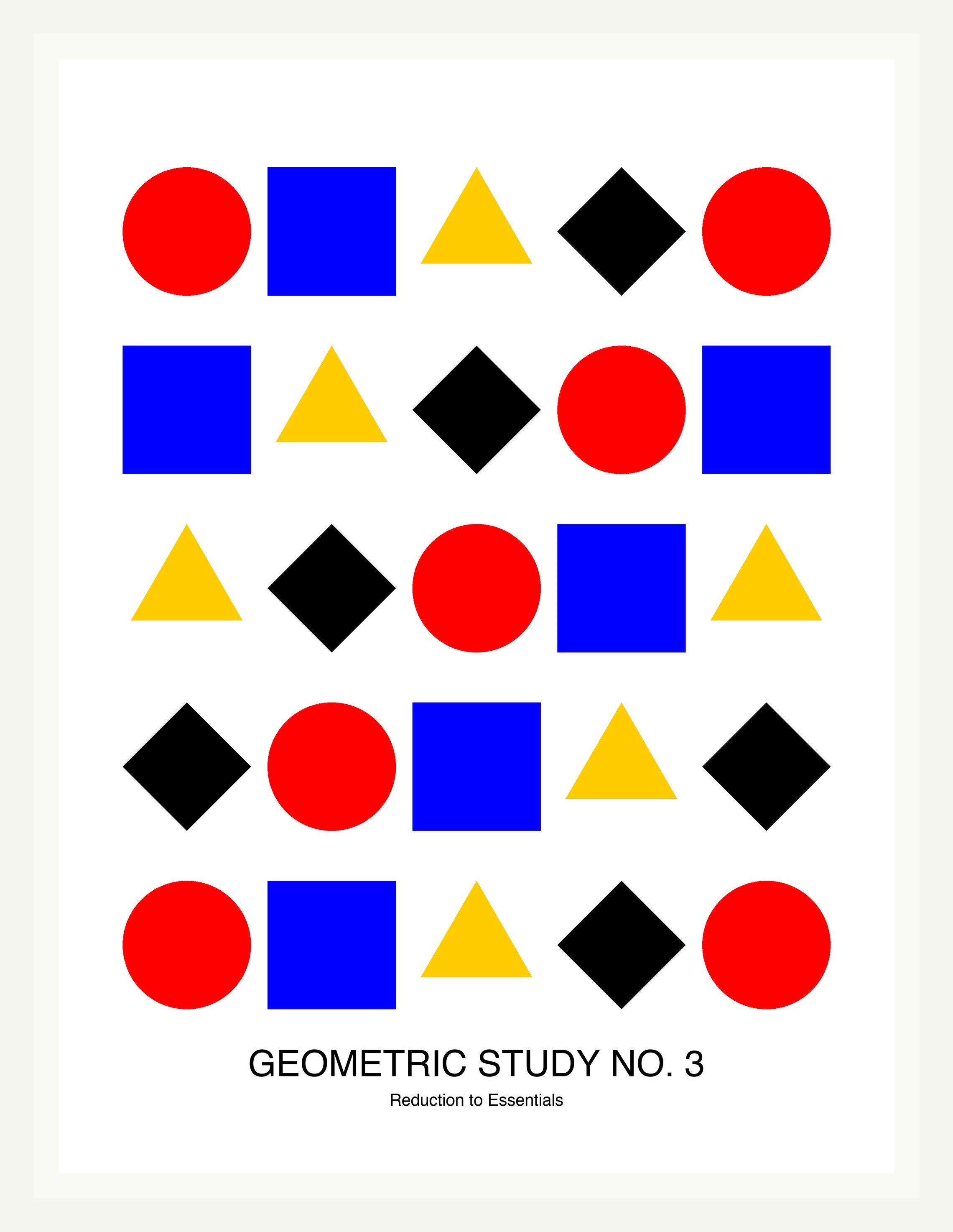 Geometric Study No. 3 — Bauhaus Geometric Art Print — White Frame 18×24" Wall Art