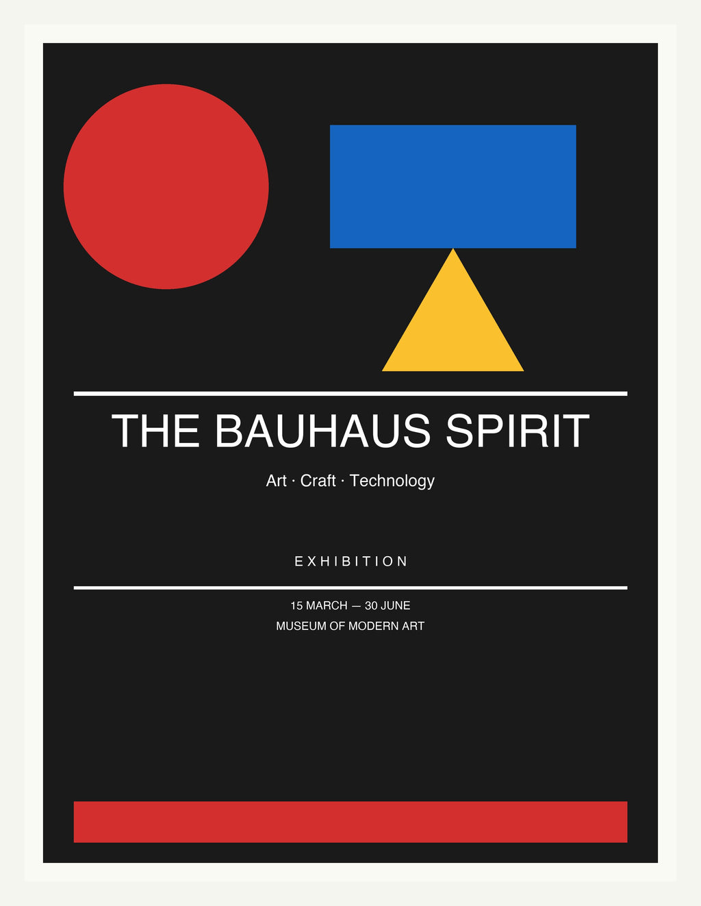 The Bauhaus Spirit — Bauhaus Geometric Art Print — White Frame 18×24" Wall Art