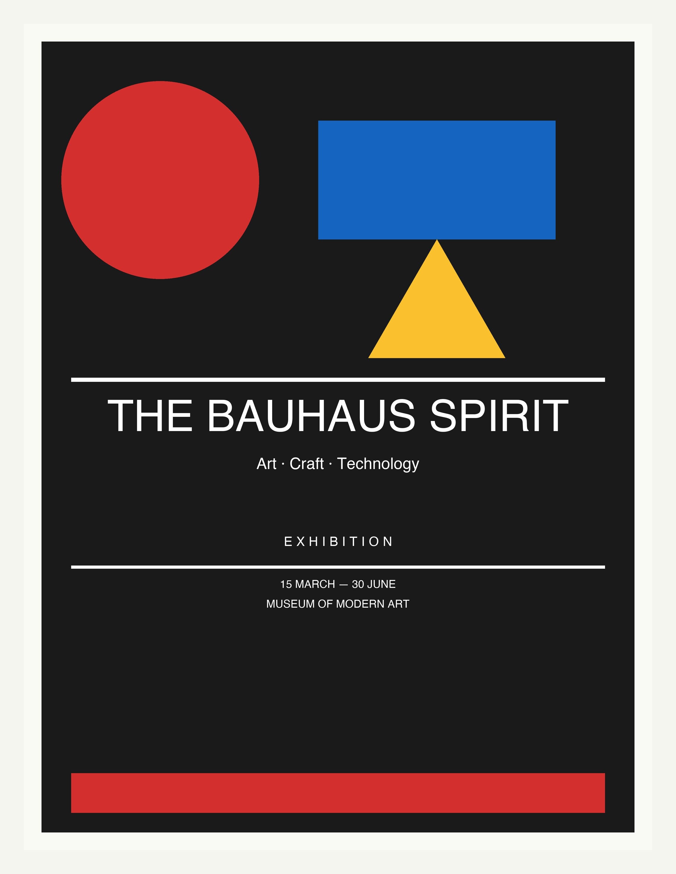 The Bauhaus Spirit — Bauhaus Geometric Art Print — White Frame 18×24" Wall Art