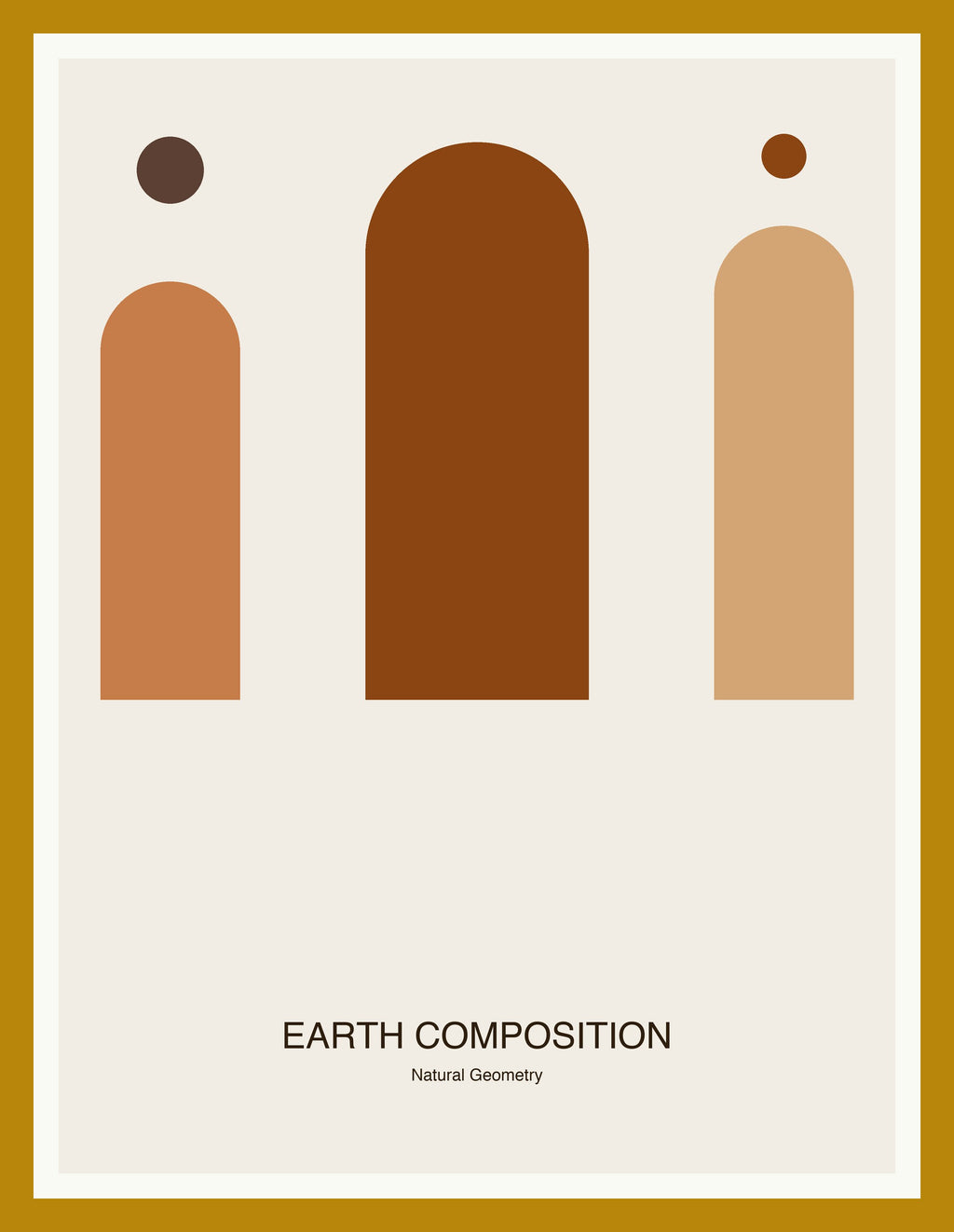 Earth Composition — Bauhaus Geometric Art Print — Oak Frame 18×24" Wall Art