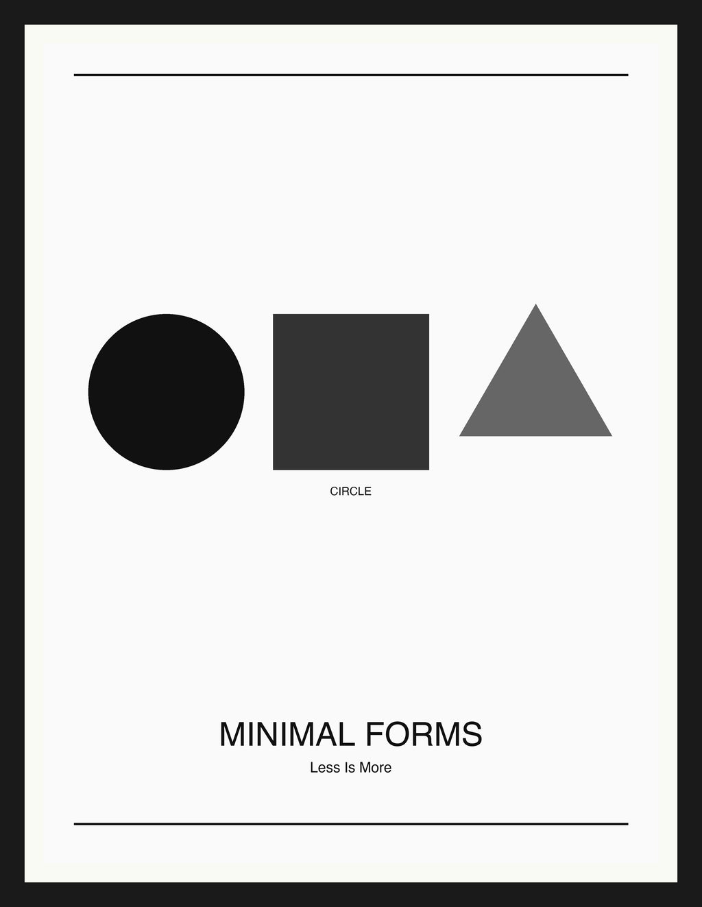 Minimal Forms — Bauhaus Geometric Art Print — Black Frame 18×24" Wall Art