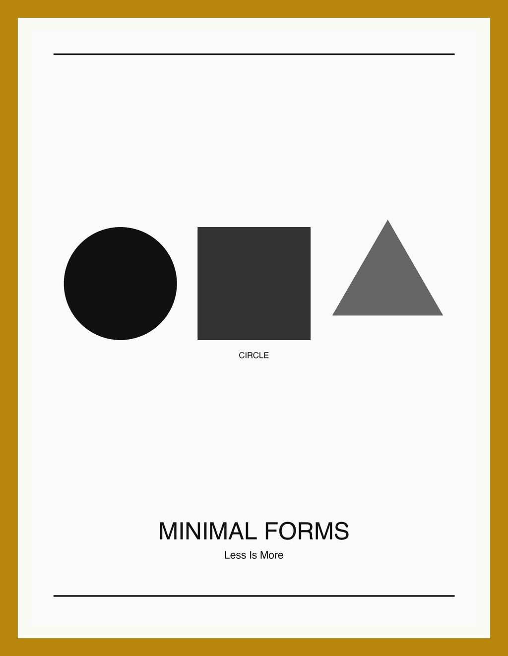 Minimal Forms — Bauhaus Geometric Art Print — Oak Frame 18×24" Wall Art