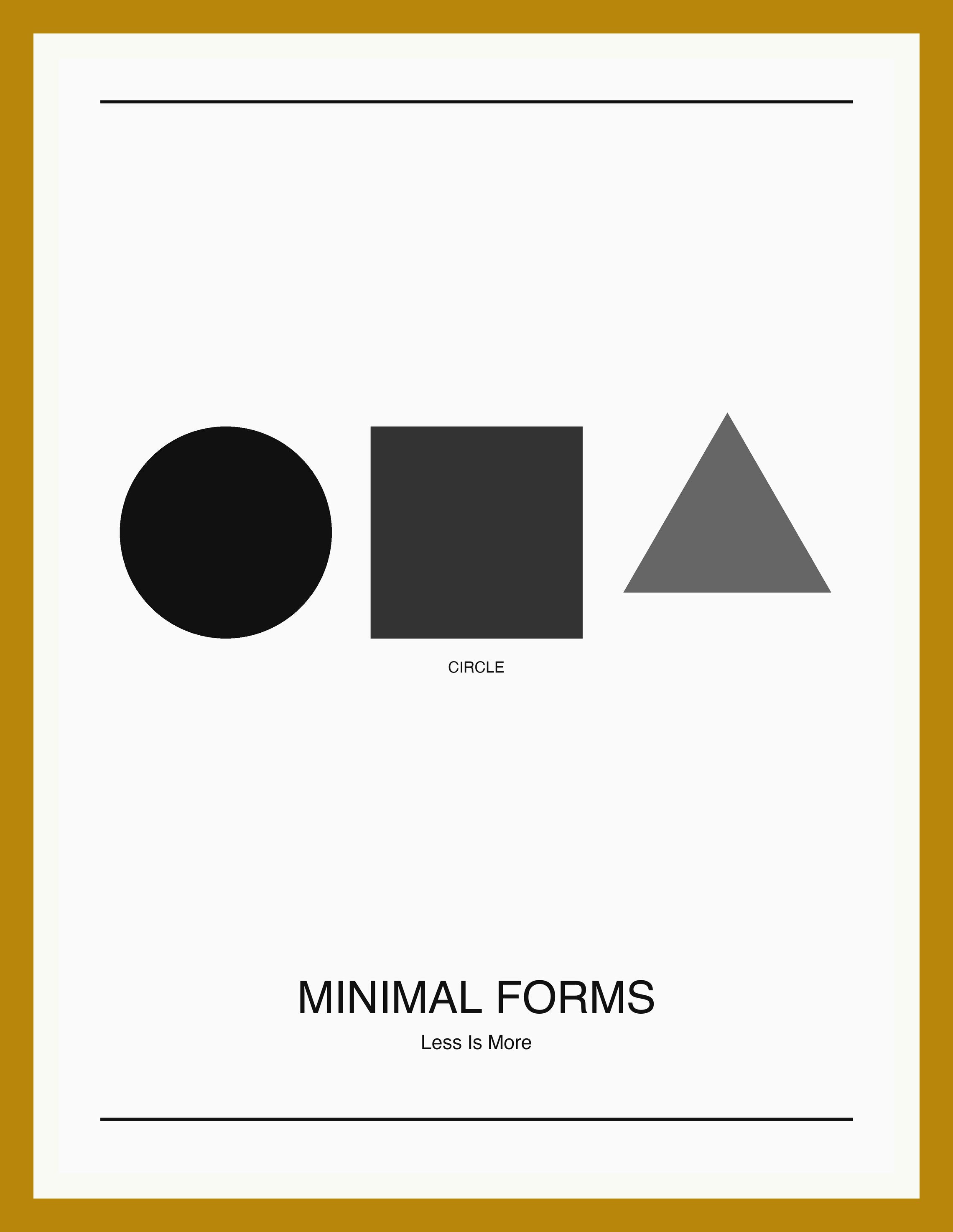 Minimal Forms — Bauhaus Geometric Art Print — Oak Frame 18×24" Wall Art