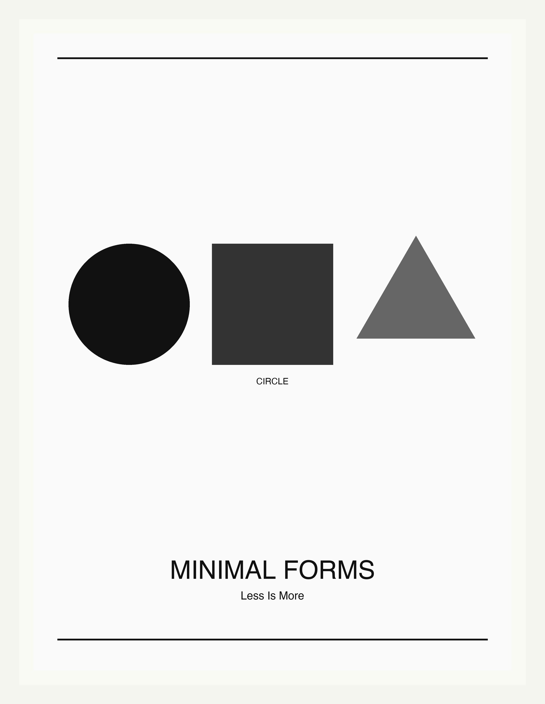 Minimal Forms — Bauhaus Geometric Art Print — White Frame 18×24" Wall Art