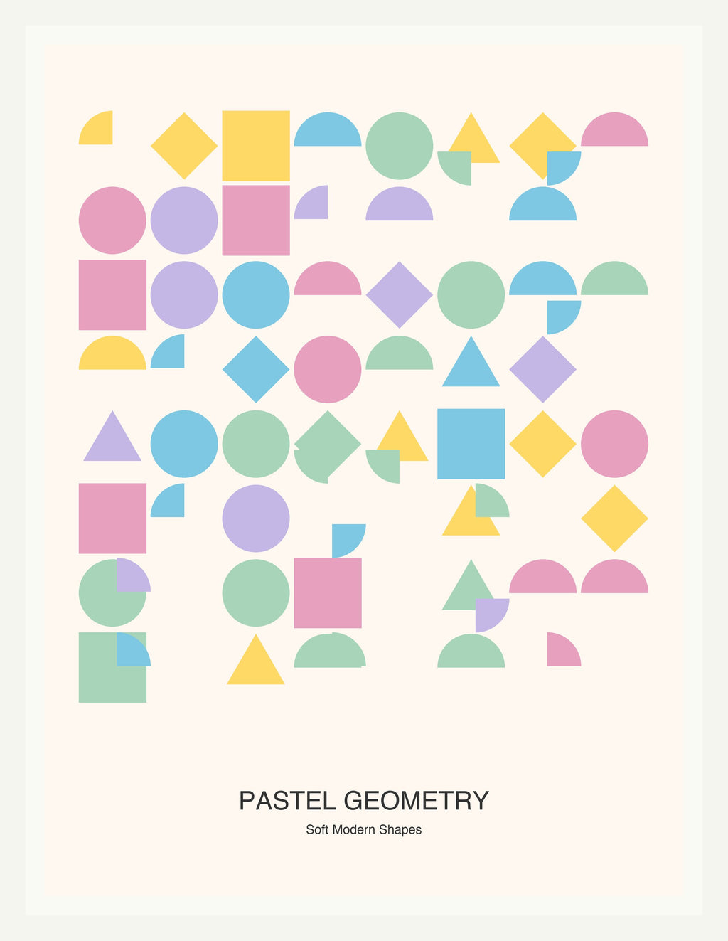 Pastel Geometry — Bauhaus Geometric Art Print — White Frame 18×24" Wall Art