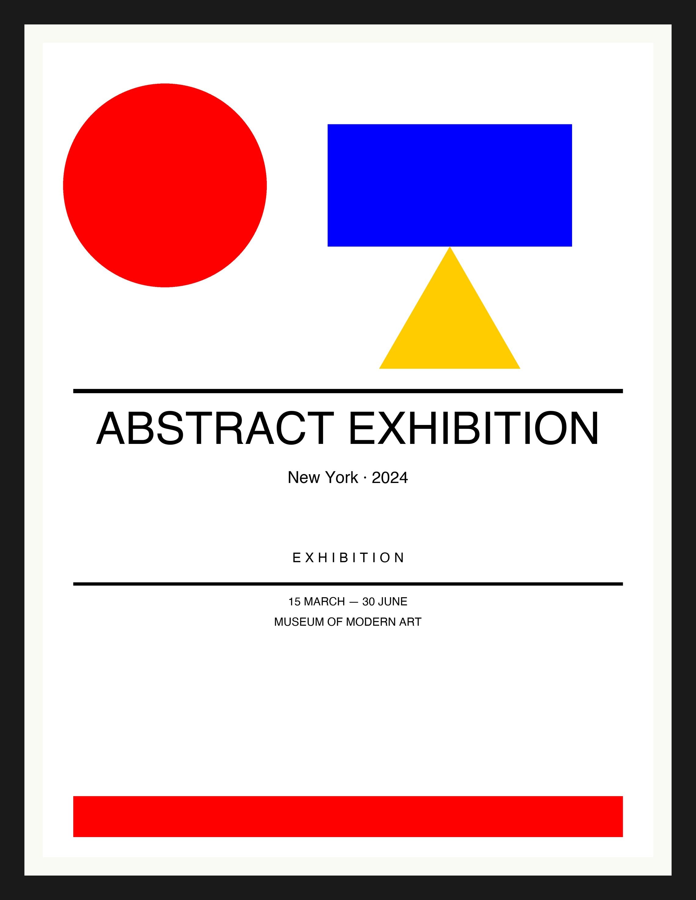 Abstract Exhibition — Bauhaus Geometric Art Print — Black Frame 18×24" Wall Art