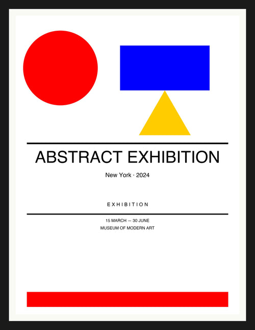 Abstract Exhibition — Bauhaus Geometric Art Print — Black Frame 18×24" Wall Art