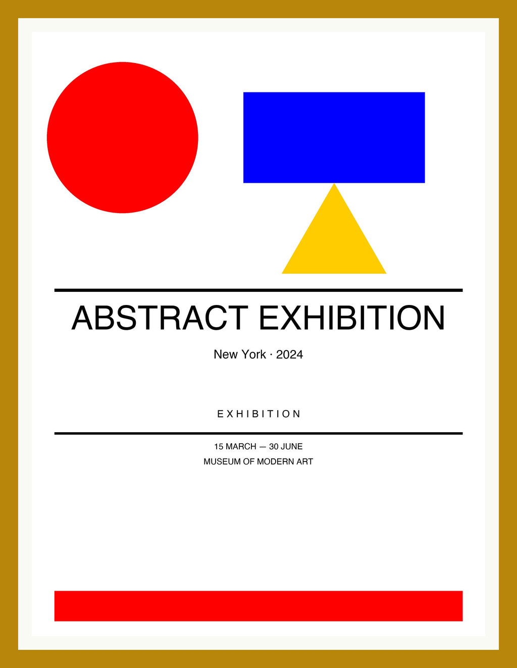 Abstract Exhibition — Bauhaus Geometric Art Print — Oak Frame 18×24" Wall Art